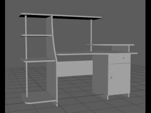 computer table black and white 3D Model