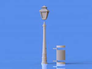 Street lamp and bin pencil pen holder 3D Print Model