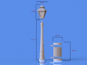 Street lamp and bin pencil pen holder 3Dプリントモデル