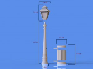 Street lamp and bin pencil pen holder 3D Print Model