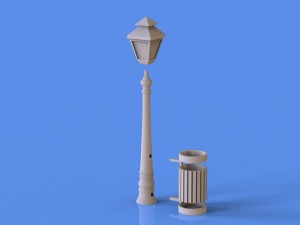 Street lamp and bin pencil pen holder 3Dプリントモデル