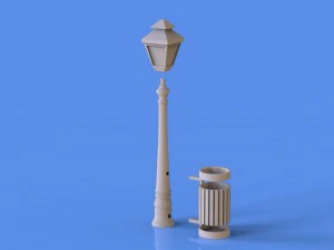 Street lamp and bin pencil pen holder 3D Print Model