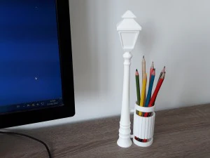 Street lamp and bin pencil pen holder 3D Print Model