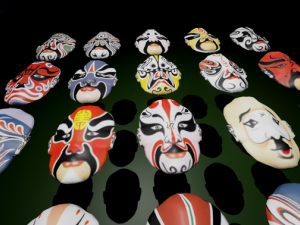 24 oriental chinese opera mask pack kabuki china 3D Model