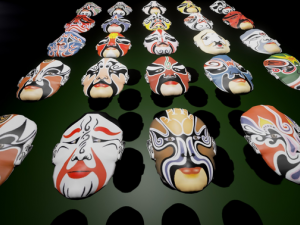 24 oriental chinese opera mask pack kabuki china 3D Model