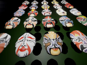 24 oriental chinese opera mask pack kabuki china 3D Model