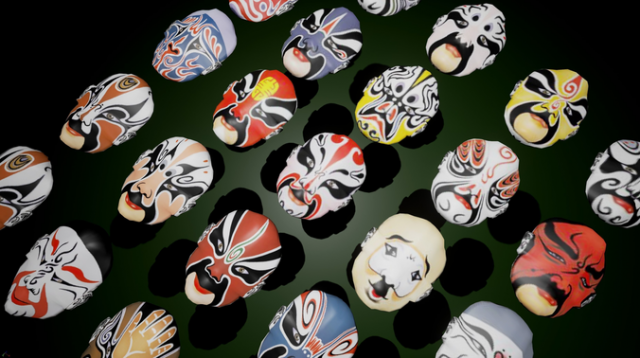 24 oriental chinese opera mask pack kabuki china 3D Model .c4d .max .obj .3ds .fbx .stl .blend 