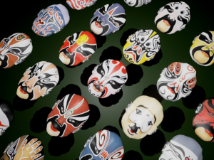 24 oriental chinese opera mask pack kabuki china Modelo 3D