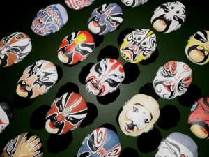 24 pacote de m&aacute;scara de &oacute;pera oriental chinesa kabuki china Modelo 3D