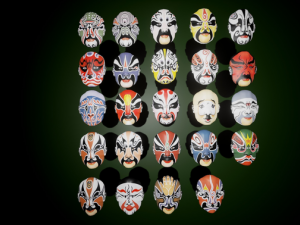 24 oriental chinese opera mask pack kabuki china 3D Model