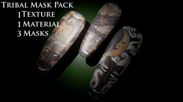 african tribal mask 3 pack wood warrior helmet Modelo 3D .c4d .max .obj .3ds .fbx .stl .blend 