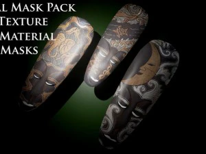 아프리카 부족 마스크 3팩 나무 전사 헬멧 3D 모델