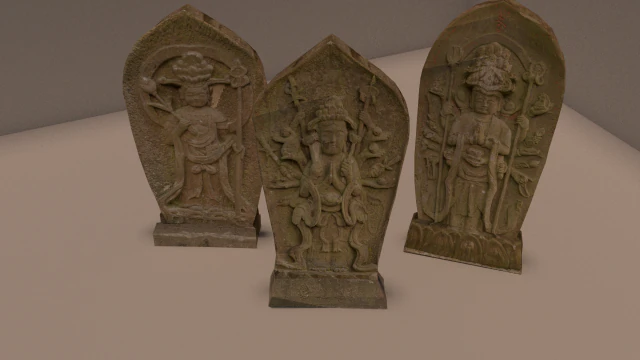 oriental reliefs ornament stone slab 3 pack 3D Model .c4d .max .obj .3ds .fbx .stl .blend 