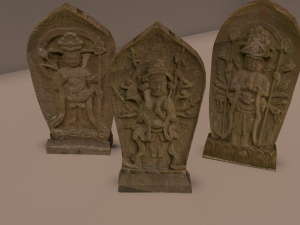 oriental reliefs ornament stone slab 3 pack Modelo 3D