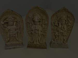 oriental reliefs ornament stone slab 3 pack Modelo 3D