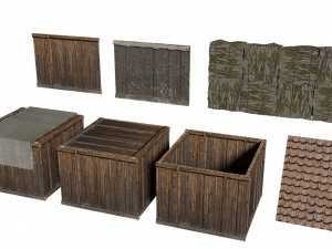 samurai rural wooden japan forest house set farmer 3D Model