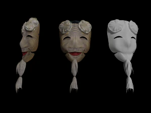 japanese mask pack noh medieval fantasy edo japan art wall decor 3D Model