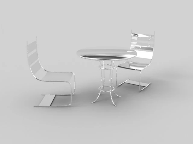 chrome bistro set 3D Model .c4d .max .obj .3ds .fbx .stl .blend 