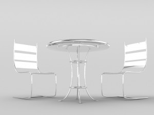 chrome bistro set 3D Model