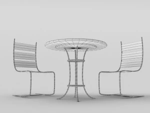 chrome bistro set 3D Model