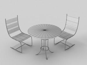 chrome bistro set 3D Model