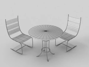 chrome bistro set 3D Model