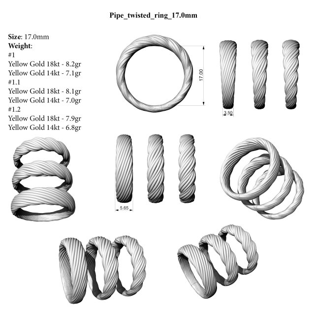 Download pipe twisted rings 17mm 3D Model