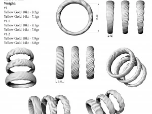 pipe twisted rings 17mm 3D Print Model