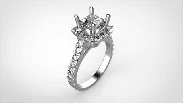 Download princess engagement ring size 53 3D Model