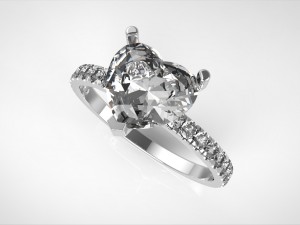 heart stone engagement ring 3D Print Model