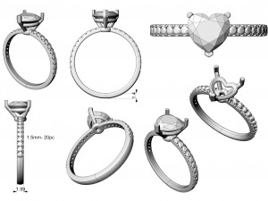 heart stone engagement ring Modèles 3D en vedette