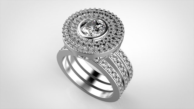 3 rows engagement ring Modèles 3D en vedette .c4d .max .obj .3ds .fbx .stl .blend 