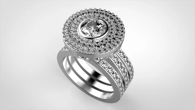 3 rows engagement ring 3D Print Model .c4d .max .obj .3ds .fbx .stl .blend 