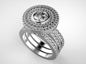 3 rows engagement ring 3D Print Model