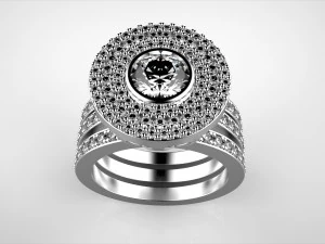 3 rows engagement ring 3D Print Model
