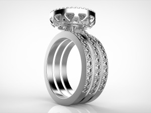 3 rows engagement ring Modèles 3D en vedette
