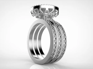3 rows engagement ring 3D Print Model