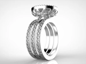 3 rows engagement ring 3D Print Model