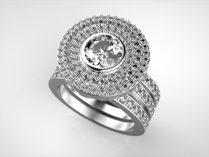 3 rows engagement ring Modèles 3D en vedette