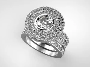 3 rows engagement ring 3D Print Model