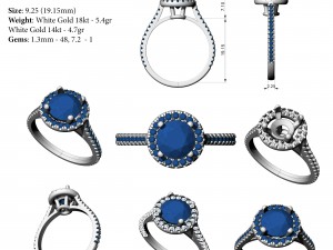 round diamond engagement ring Modello di stampa 3D
