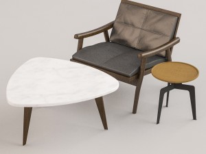 chair and tables set 3Dモデル