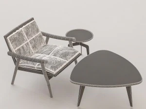 chair and tables set 3D Model