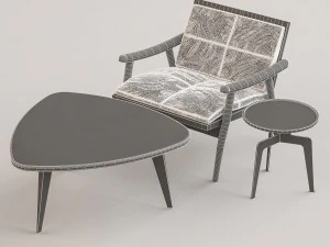 chair and tables set 3D Model
