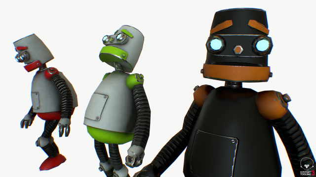 robot cartoon rigged pbr 3D Model .c4d .max .obj .3ds .fbx .stl .blend