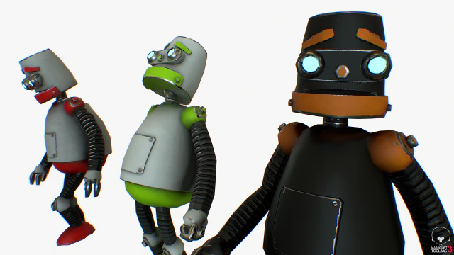 robot cartoon rigged pbr 3D Model .c4d .max .obj .3ds .fbx .stl .blend