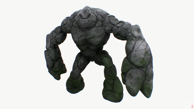 stone golem rigged Model 3D .c4d .max .obj .3ds .fbx .stl .blend 