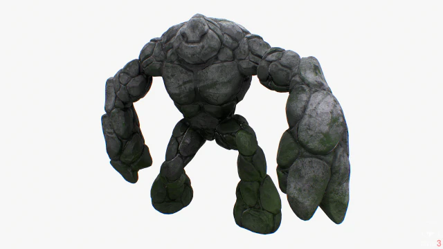 stone golem rigged 3D Model .c4d .max .obj .3ds .fbx .stl .blend