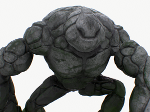 stone golem rigged Model 3D