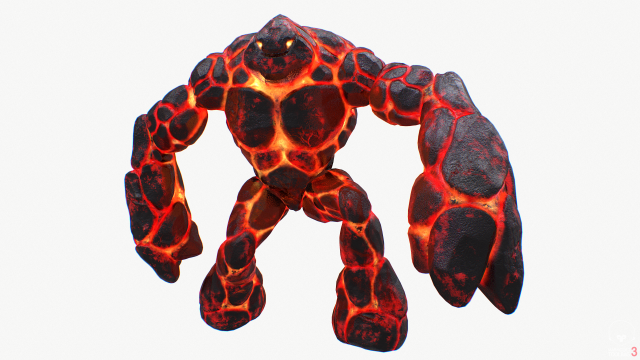 magma golem rigged 3D Модель .c4d .max .obj .3ds .fbx .stl .blend 